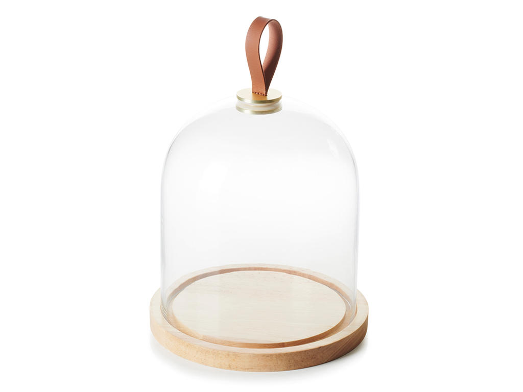 Bell & plate Ø20 cm Glass & oak Inspired By