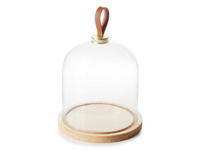 Bell & plate Ø20 cm Glass & oak Inspired By