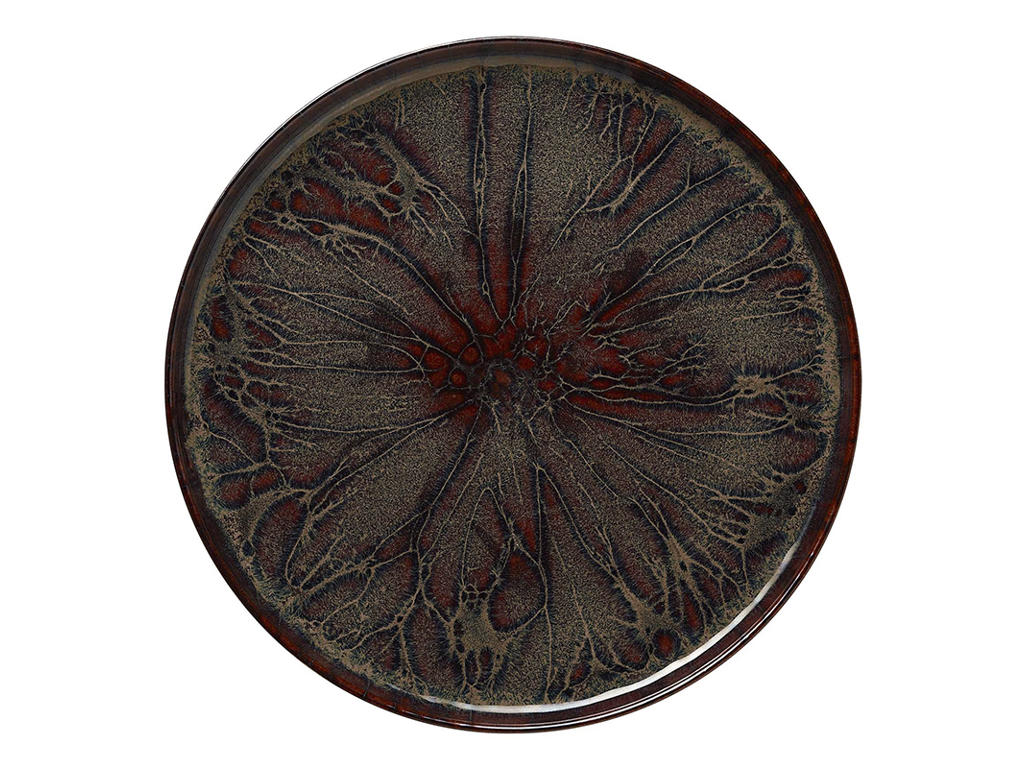Brown Stoneware Plate 33x33x3cm