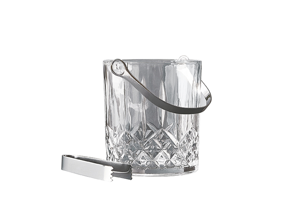 Harvey Ice Bucket with Handle + Tongs Glass