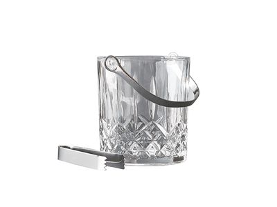 Harvey Ice Bucket with Handle + Tongs Glass