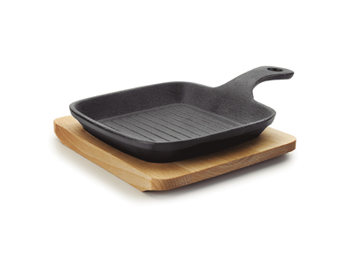 Grill pan, cast iron mini 13x13 cm