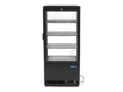 Refrigerated Display Case with Glass - Black - 0-12°C - 3 Shelves - 34000g - 850x800x900mm
