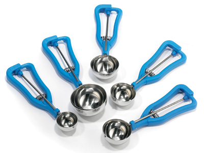 Portion spoon 1/20 ltr. Blue / stainless steel