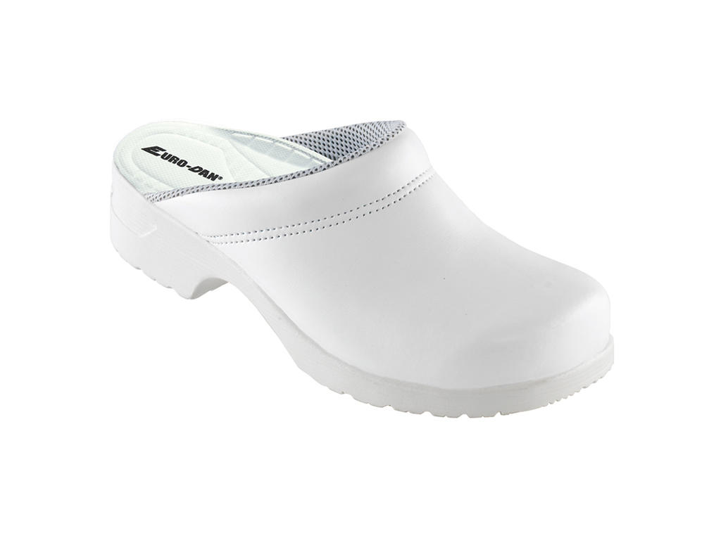 Wooden clogs without heel cap, white