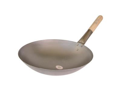 Wok 36 cm in iron with wooden handle not for electric