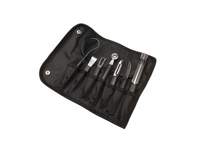 Roll folder with content, HWL, incl. 7 decoration tools, Black