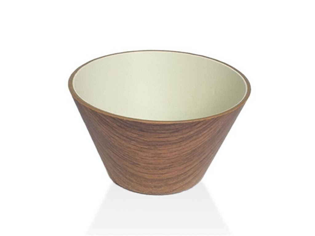 Bowl Snack Ø16 cm Wood look/White