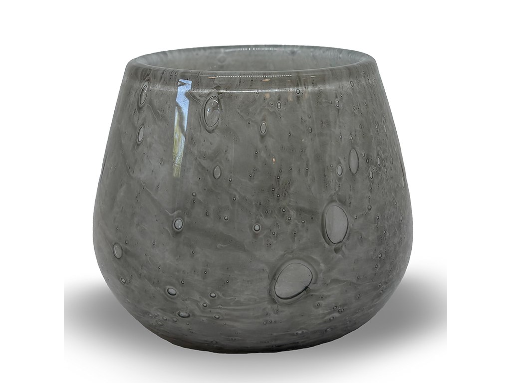 Candle holder Ø12x10 LUNA Gray Mouth-blown
