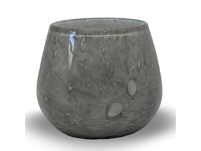Candle holder Ø12x10 LUNA Gray Mouth-blown