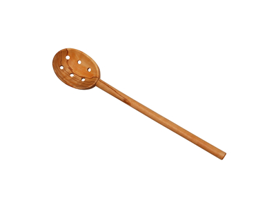 Round ladle 30 cm with holes olive wood