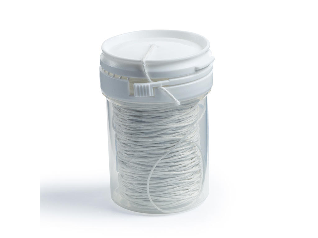 Binding yarn of linen in plastic can, 175 m, 50 g