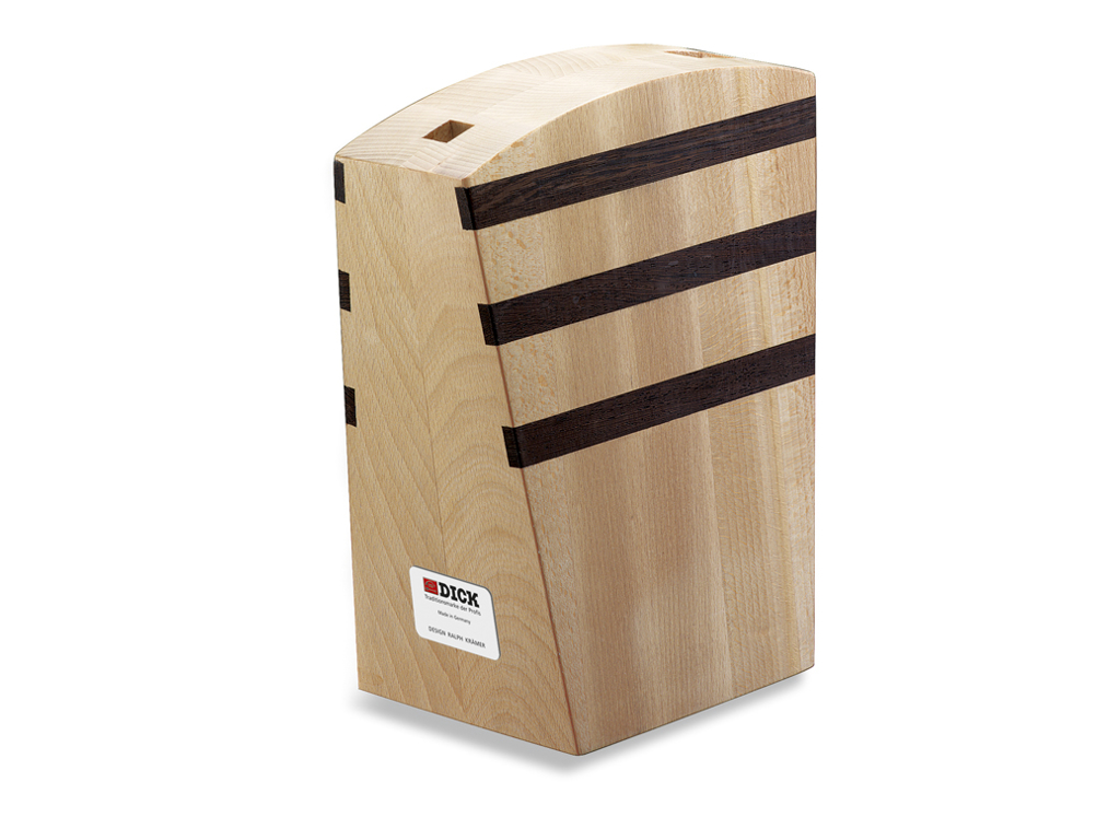 Knife block with magnetic strips, F. Dick, Wood