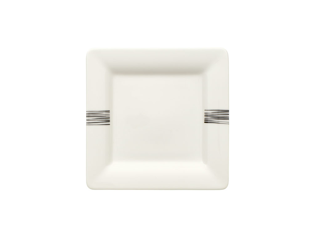 Black Lines Day Plate square flat 16x16 cm