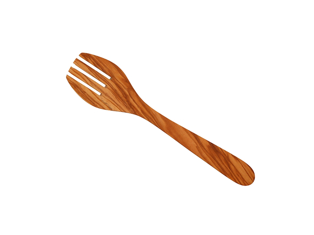Salad cutlery 4 prongs 30 cm olive wood