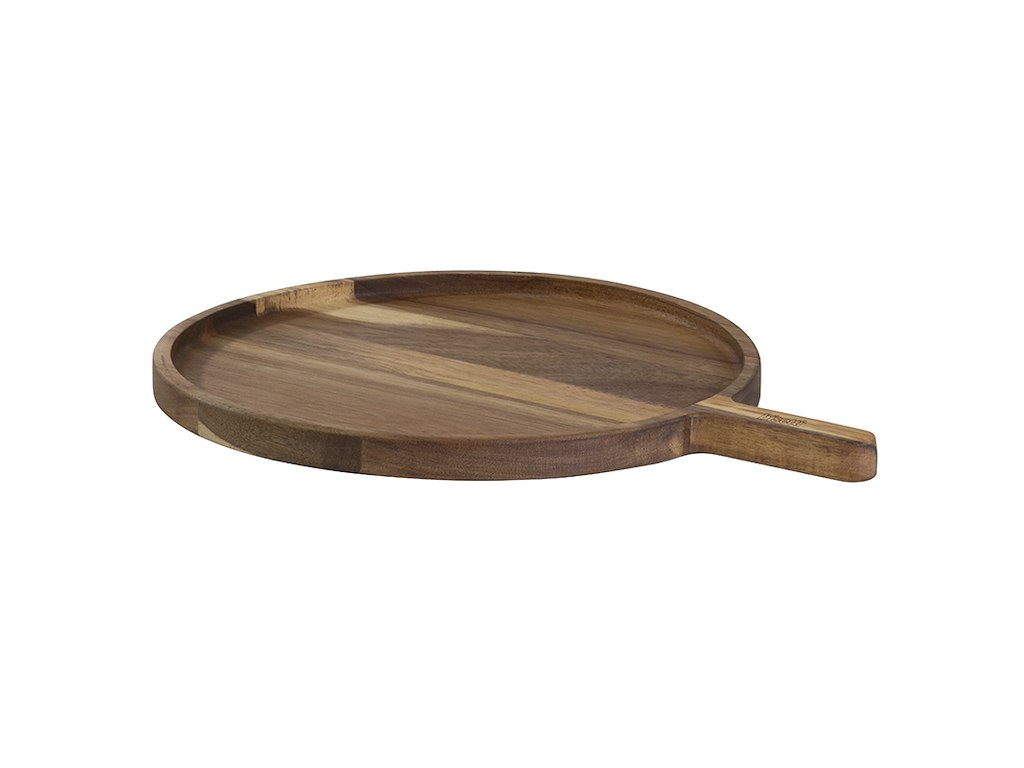 Tray Acacia w/1 handle Ø34x2.4cm