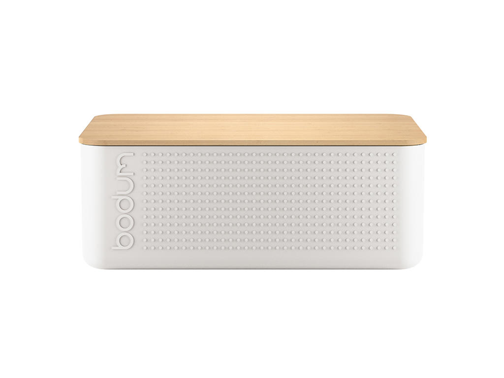 Bread box with bamboo lid White 36x23x14