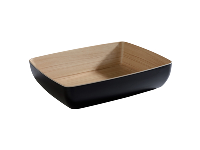 Melamine dish Frida black/wood 1/2 GN