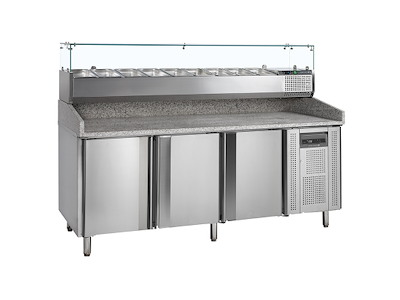 Pizza table 3 doors w/cooling attachment GN1/3 x9