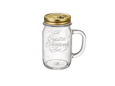 Quattro Stagioni drinking glass with handle without lid