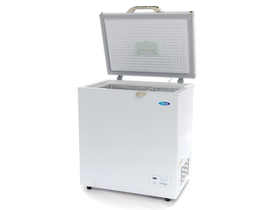 White Chest Freezer with Wheels